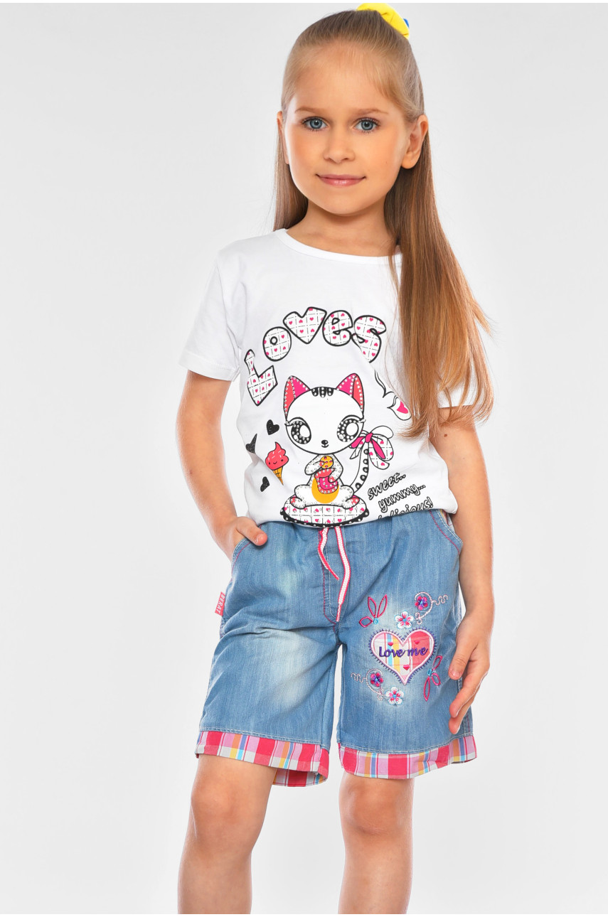 Шорты джинсовые детские для девочки голубого цвета асорти 201321