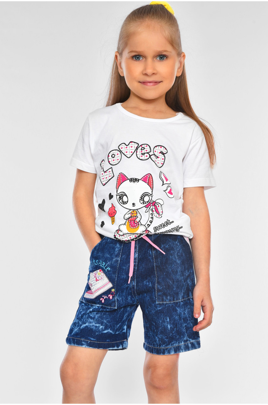 Шорты джинсовые детские для девочки синего цвета асорти 201323