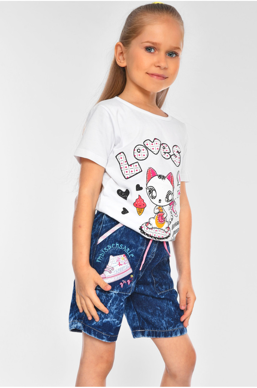 Шорты джинсовые детские для девочки синего цвета асорти 201323