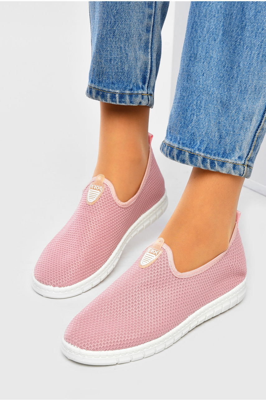 Мокасины женские розового цвета текстиль KR-045 201325