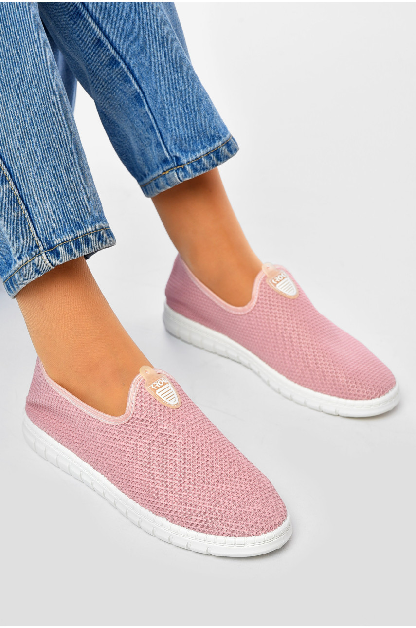 Мокасины женские розового цвета текстиль KR-045 201325