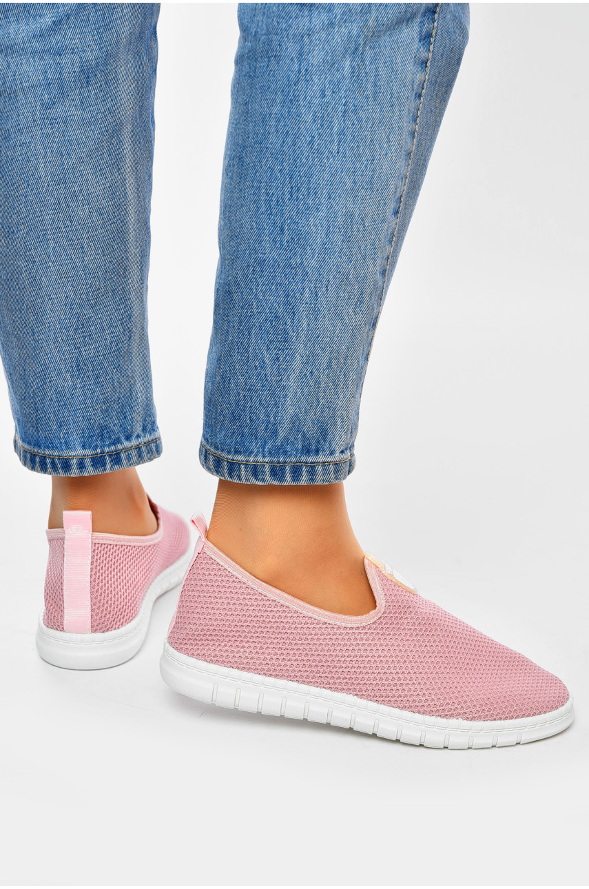 Мокасины женские розового цвета текстиль KR-045 201325