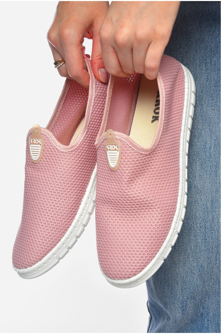 Мокасины женские розового цвета текстиль KR-045 201325