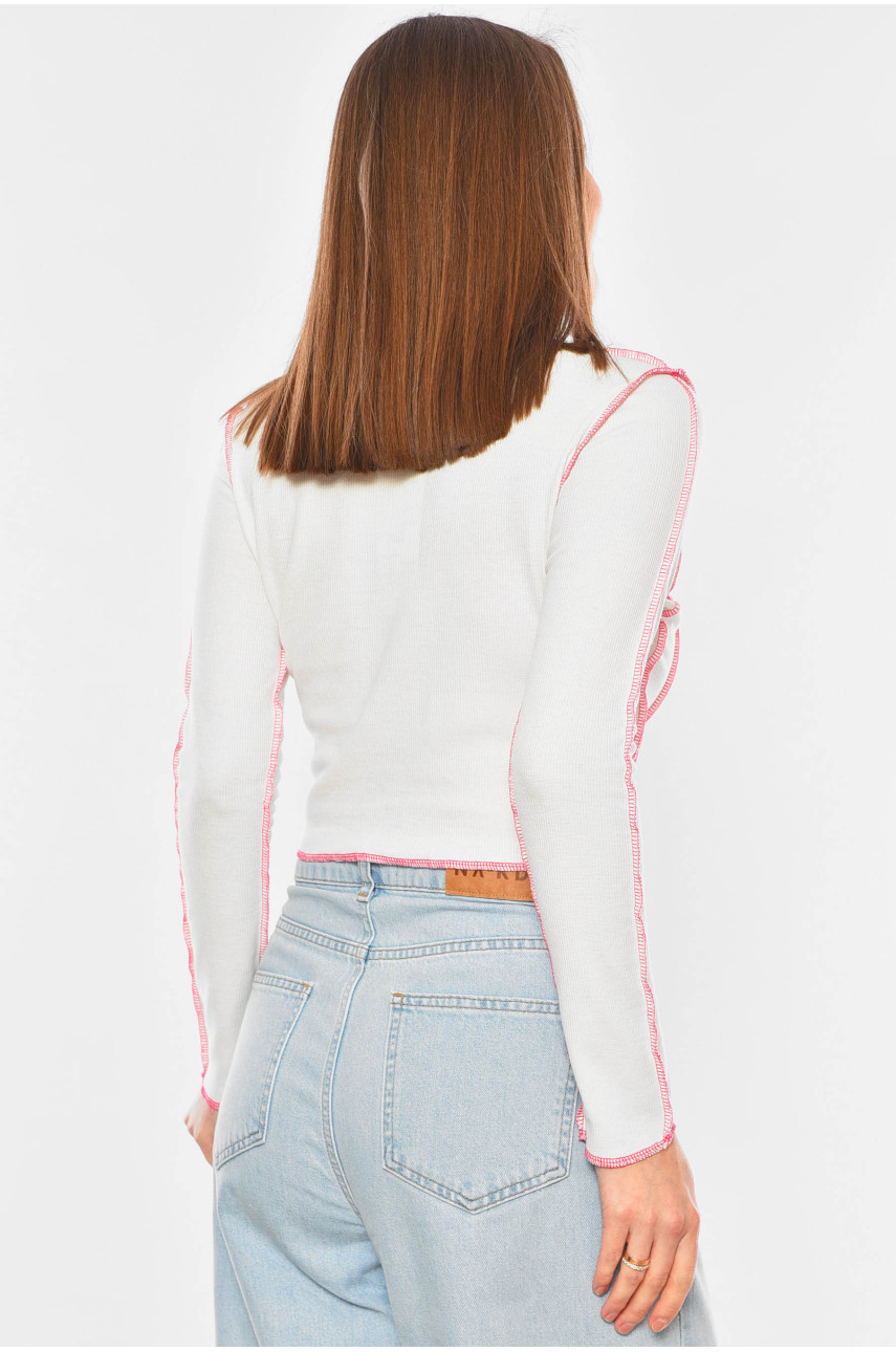 Кофта жіноча в рубчик білого кольору 0135 201338