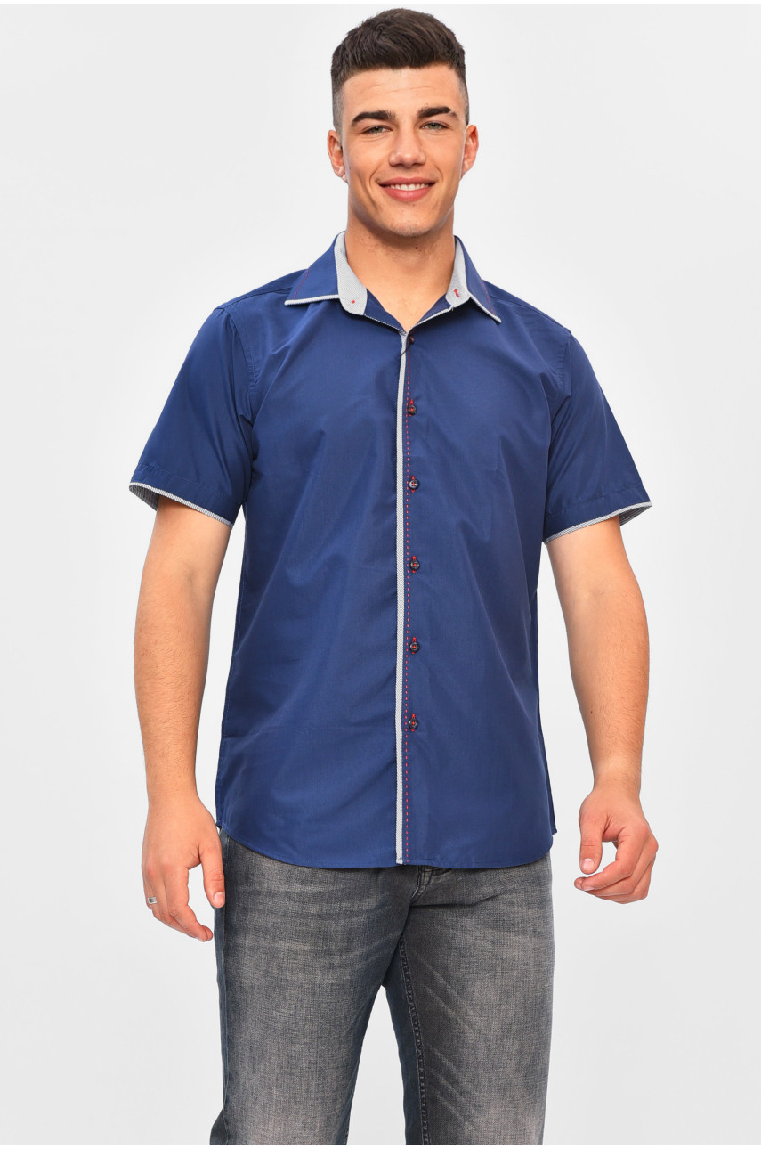 Рубашка мужская однотонная тёмно-синего цвета SKY1310K 201352