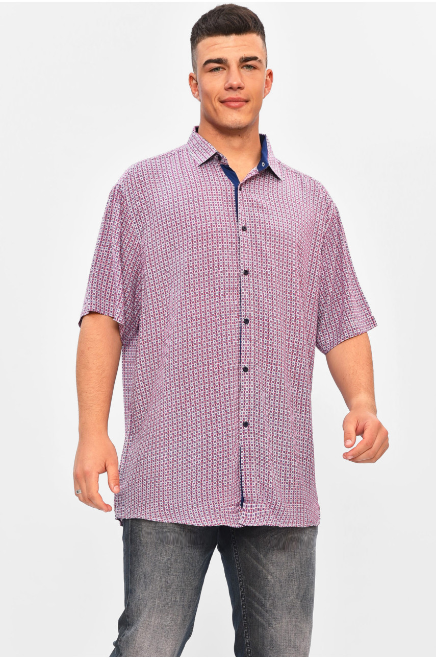 Рубашка мужская батальная розового цвета с принтом SDK7534BK 201362