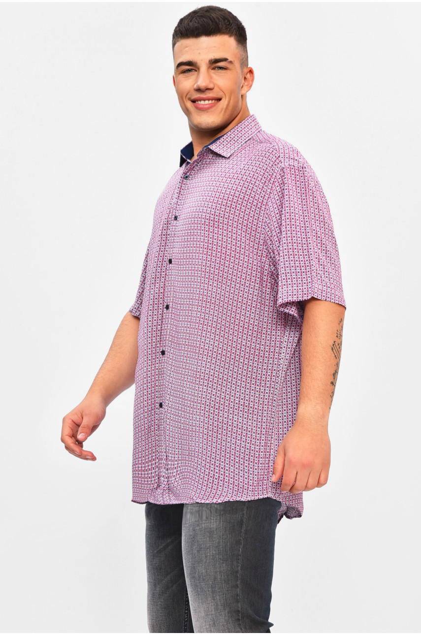 Рубашка мужская батальная розового цвета с принтом SDK7534BK 201362