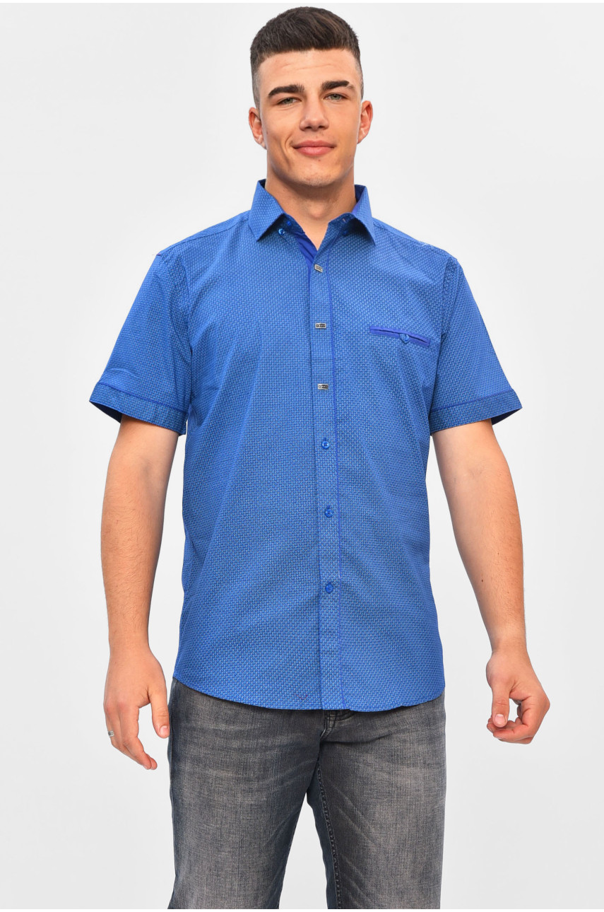 Рубашка мужская однотонная синего цвета SKY2153K 201371