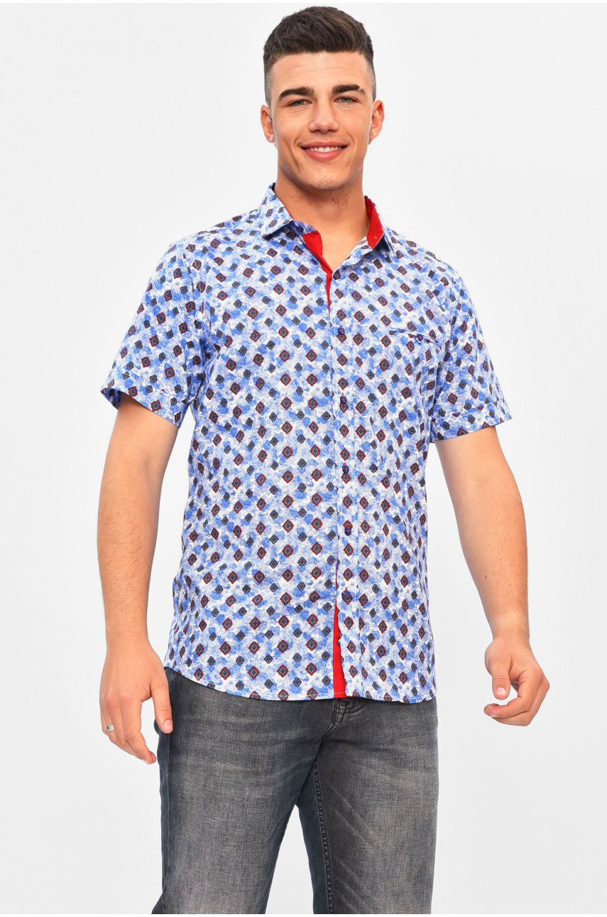 Рубашка мужская синего цвета с принтом SKY1732K 201374
