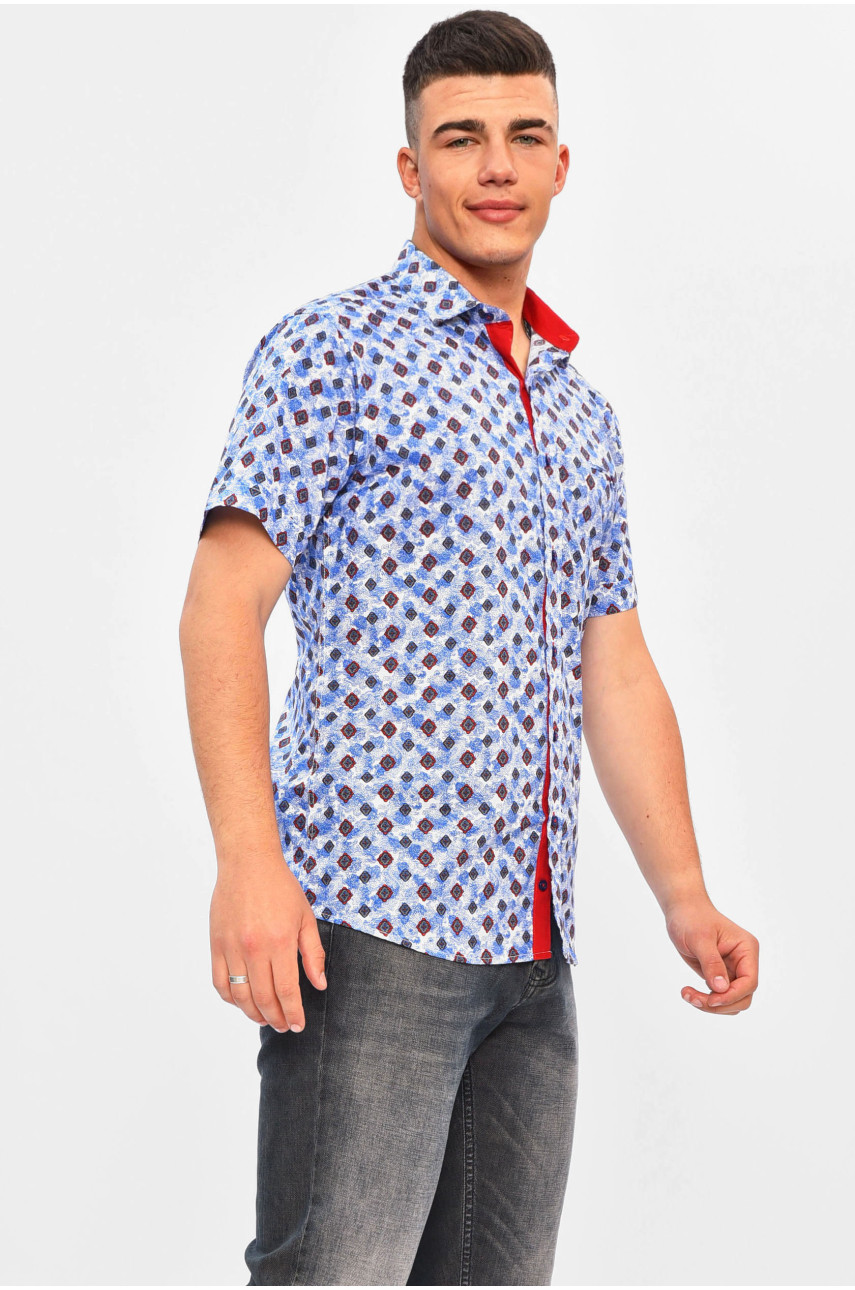 Рубашка мужская синего цвета с принтом SKY1732K 201374