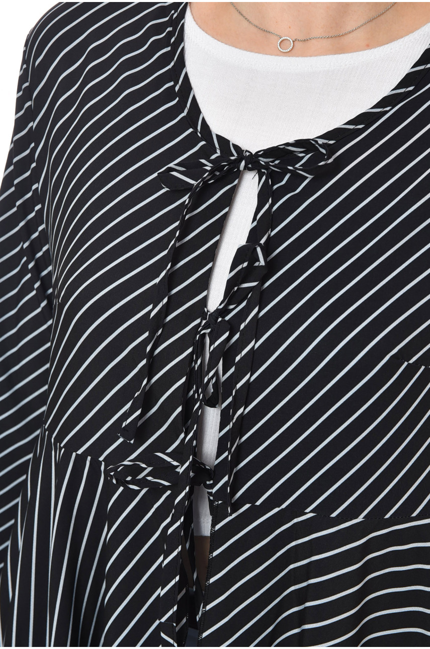 Блуза женская однотонная черного цвета 201386 Блуза женская однотонная черного цвета 201386