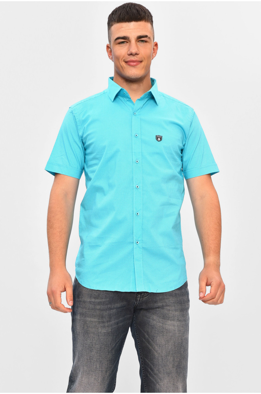 Сорочка чоловіча бірюзового кольору з принтом SKY1641K 201435