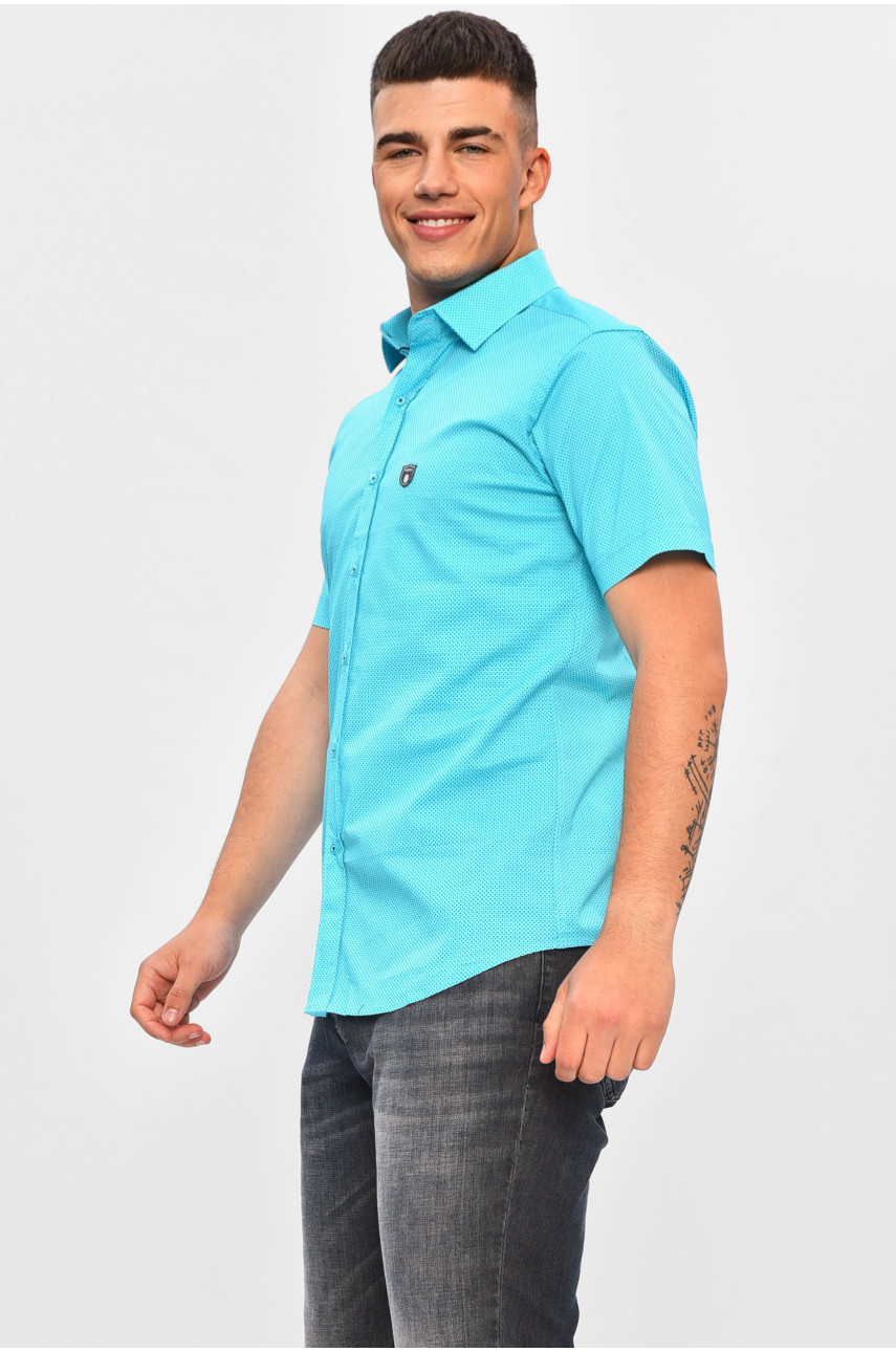 Сорочка чоловіча бірюзового кольору з принтом SKY1641K 201435