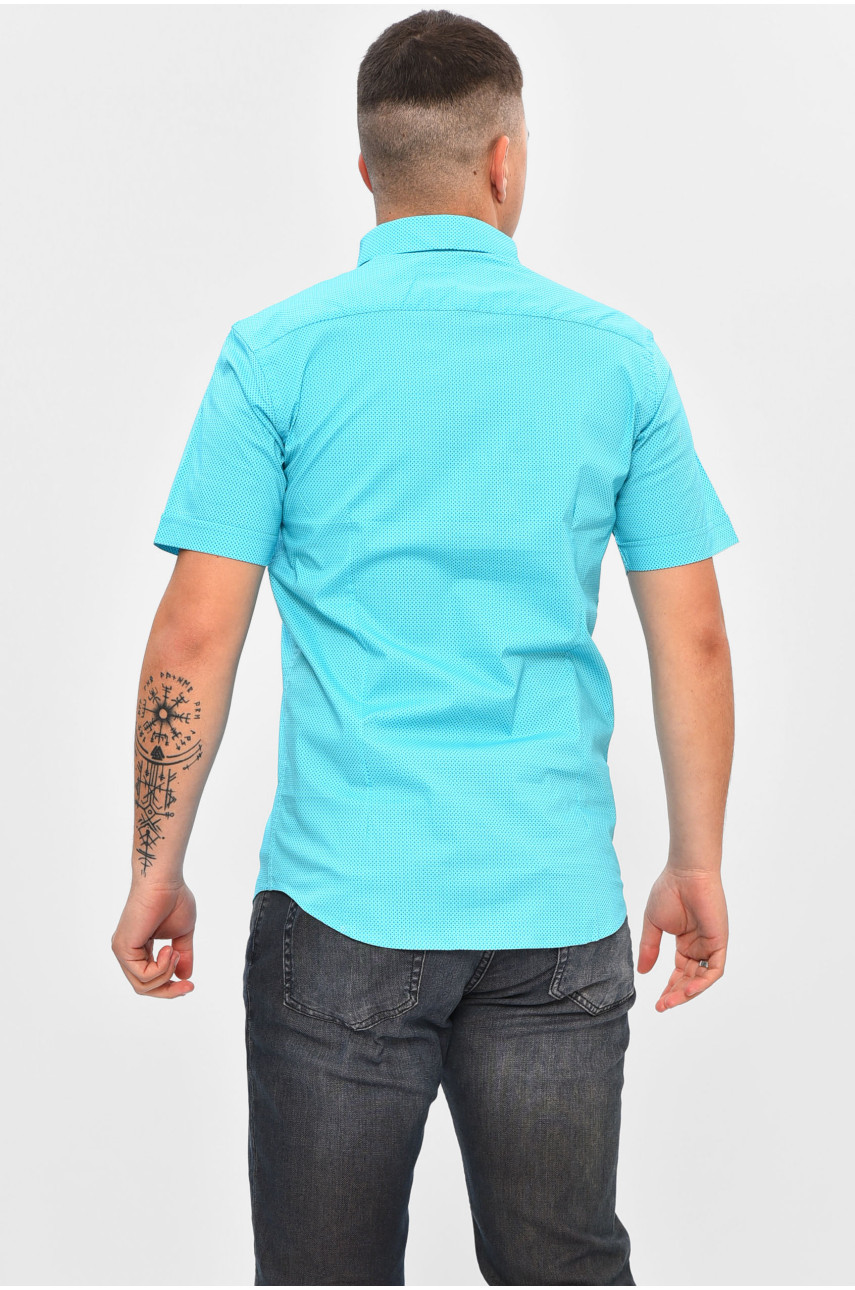 Сорочка чоловіча бірюзового кольору з принтом SKY1641K 201435