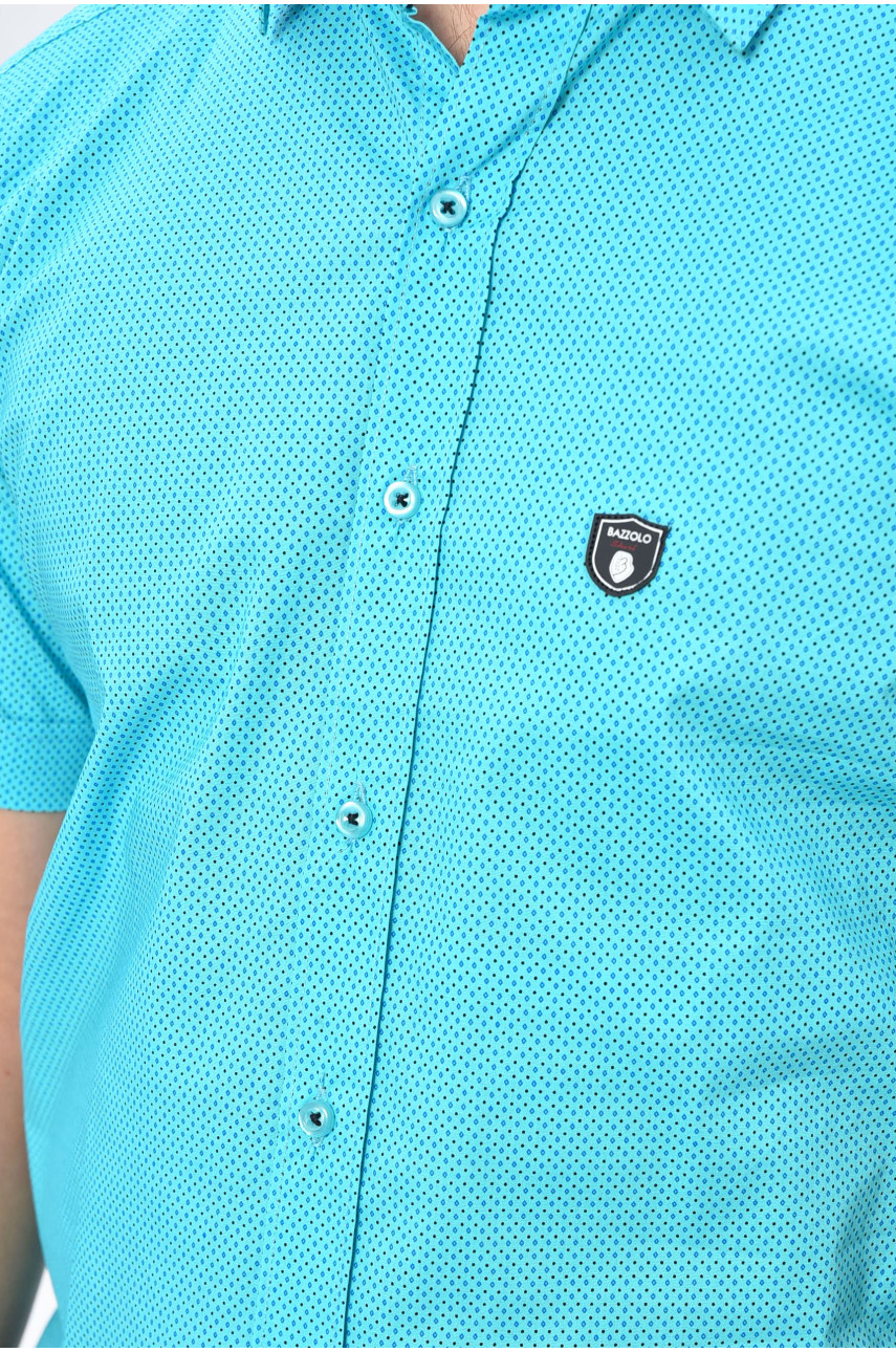 Сорочка чоловіча бірюзового кольору з принтом SKY1641K 201435