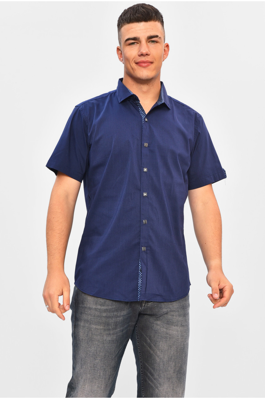 Рубашка мужская однотонная синего цвета SDK7287K 201437