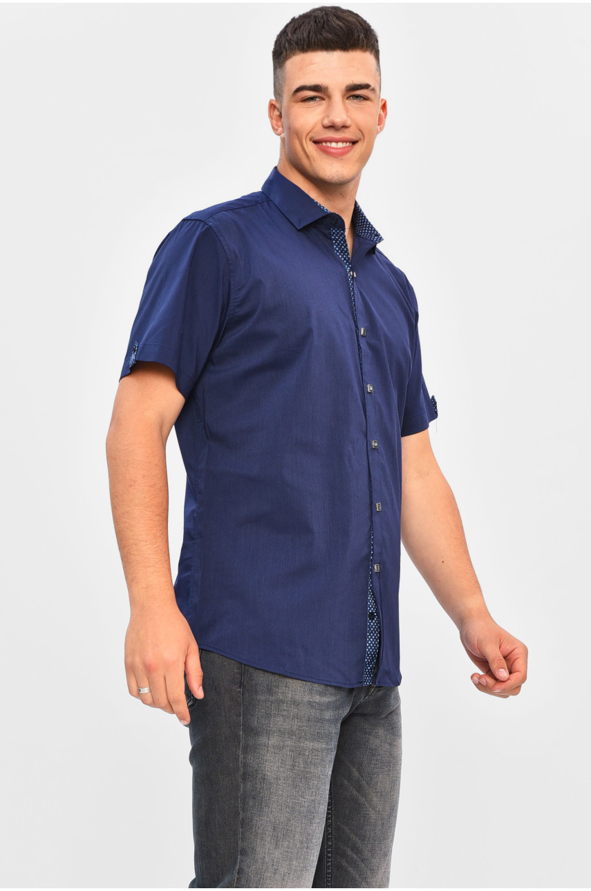 Рубашка мужская однотонная синего цвета SDK7287K 201437