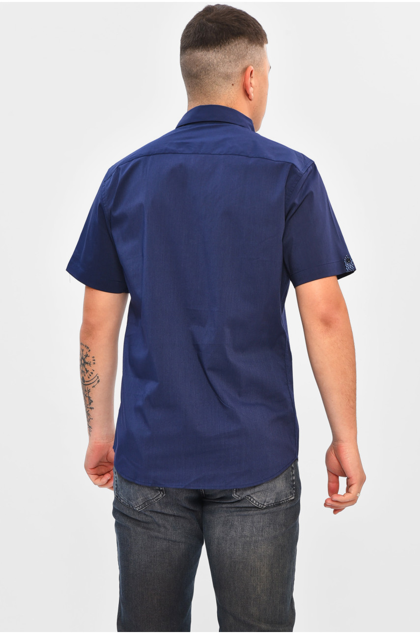 Рубашка мужская однотонная синего цвета SDK7287K 201437