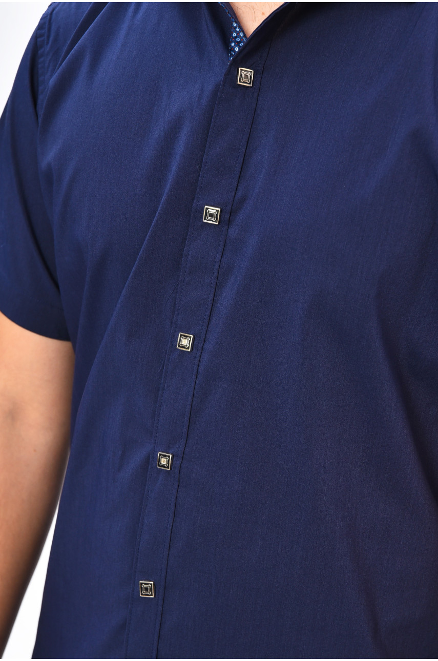 Рубашка мужская однотонная синего цвета SDK7287K 201437