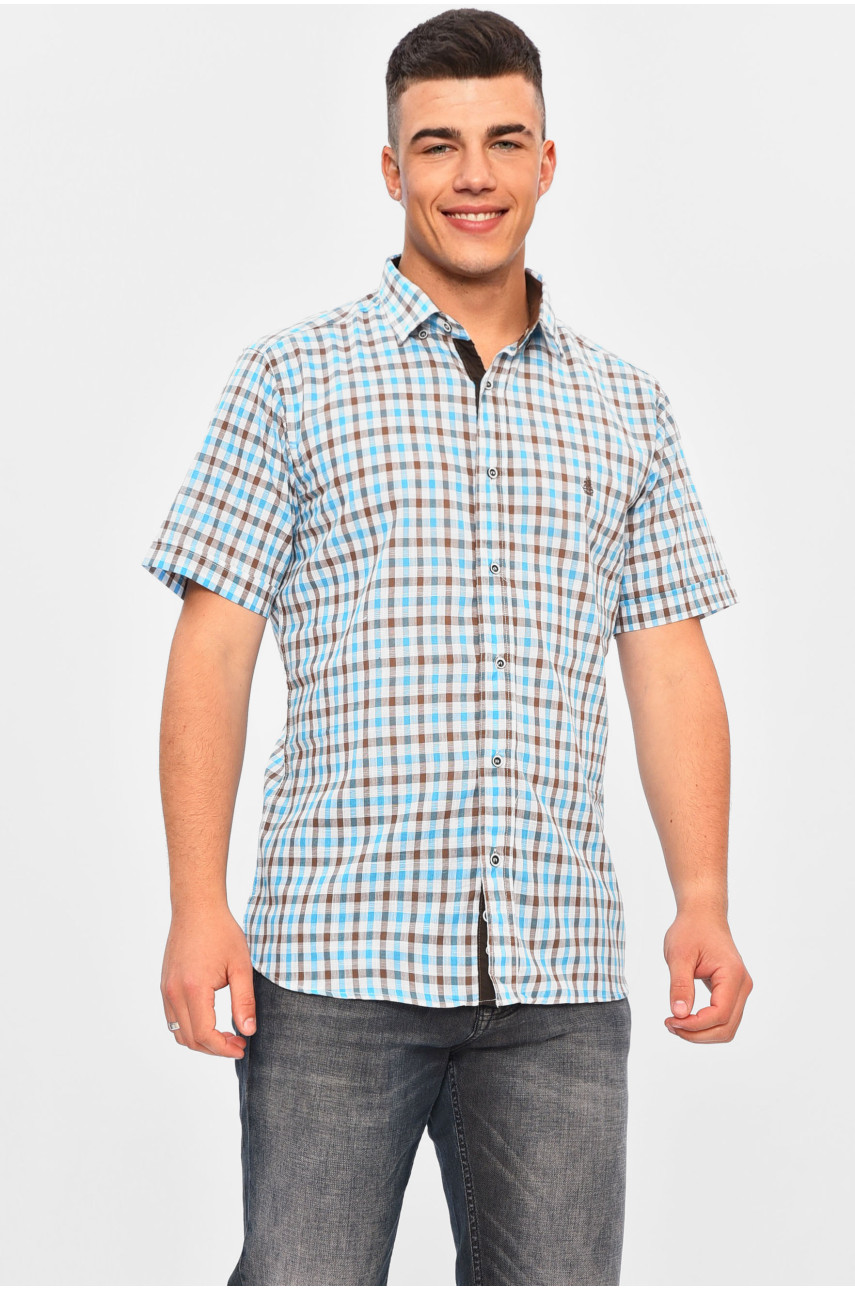 Рубашка мужская голубого цвета с принтом 0735 201455