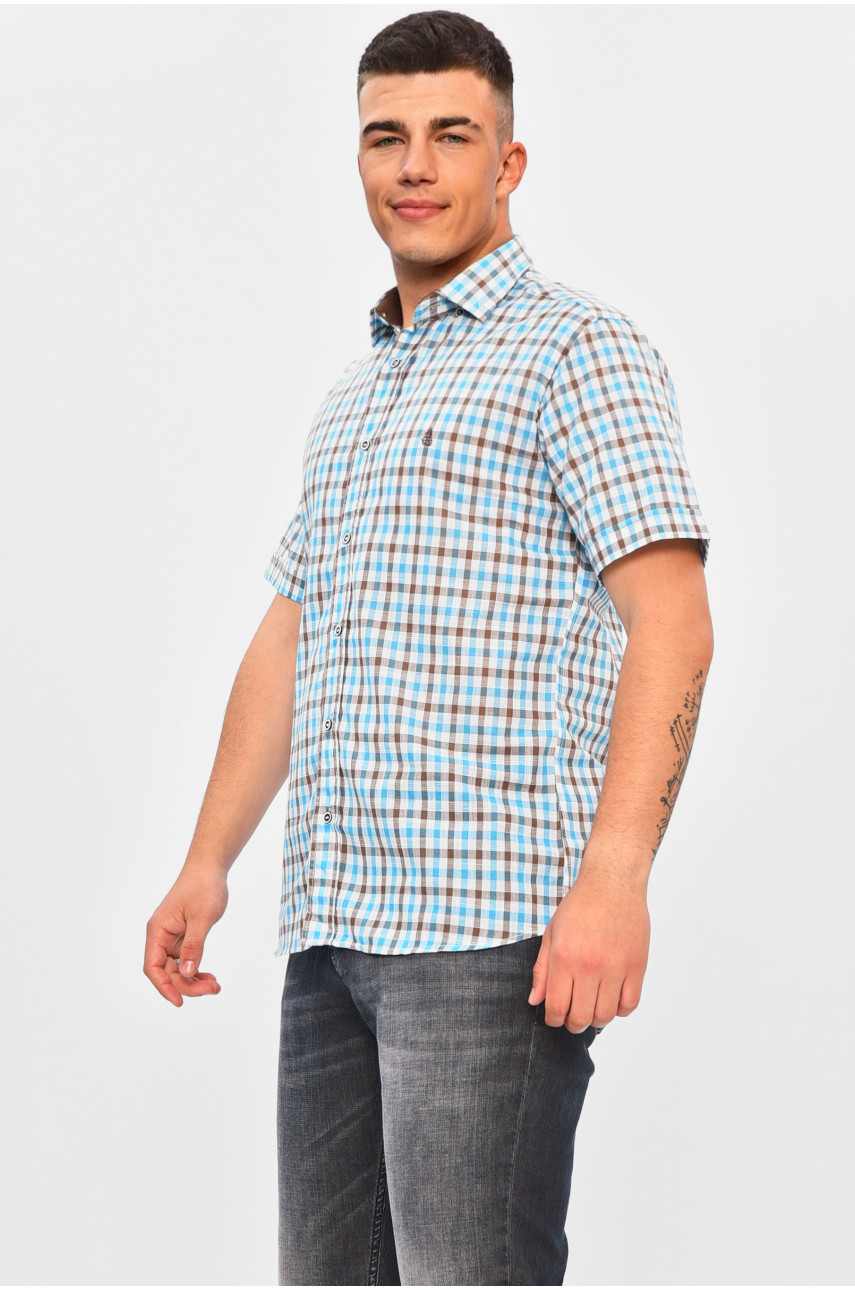 Рубашка мужская голубого цвета с принтом 0735 201455