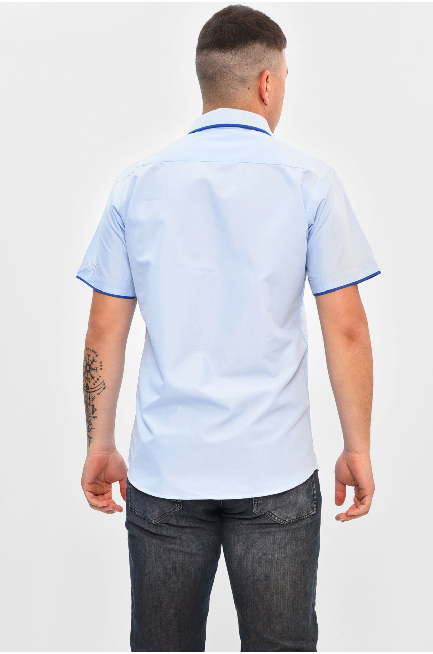 Рубашка мужская однотонная голубого цвета 1316 201456