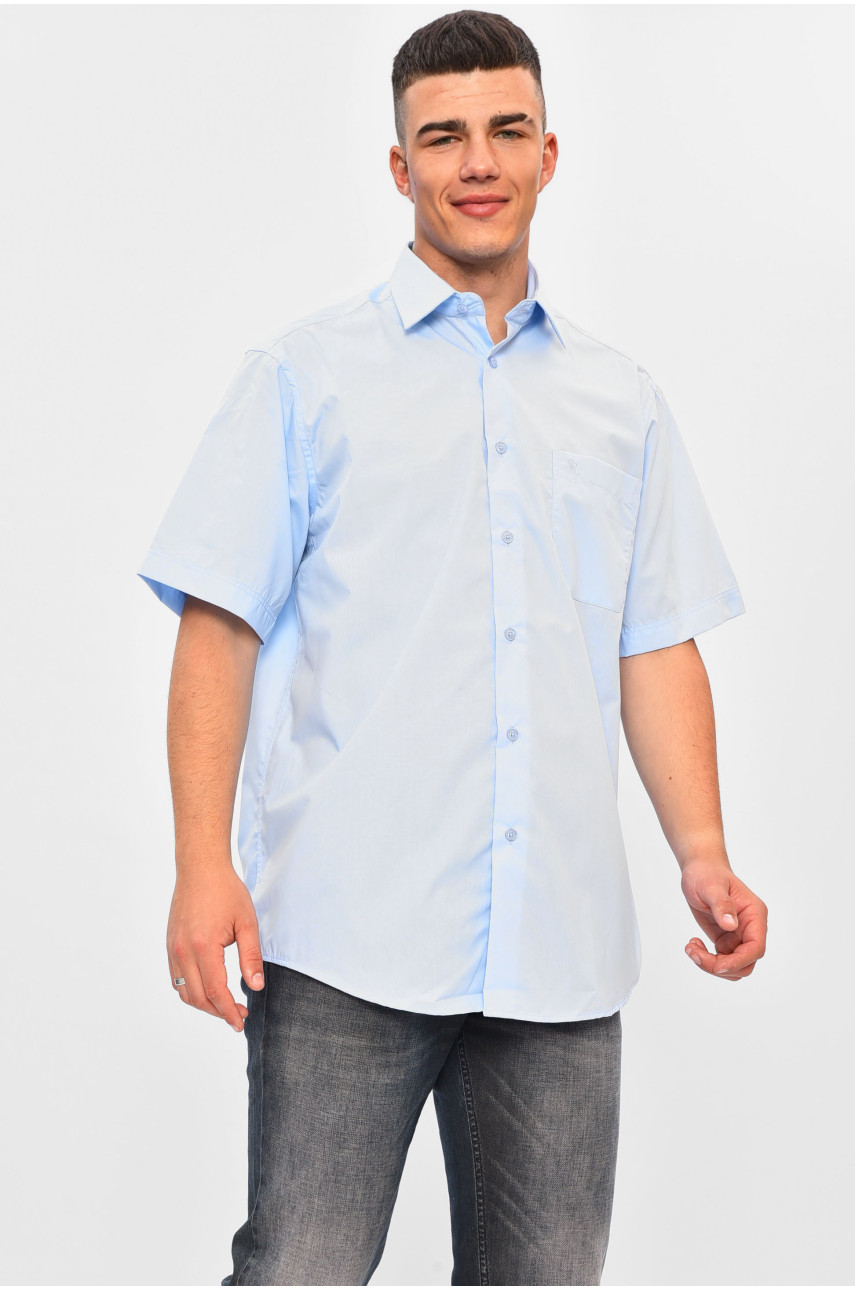 Рубашка мужская однотонная голубого цвета 7330 201474 Рубашка мужская однотонная голубого цвета 7330 201474