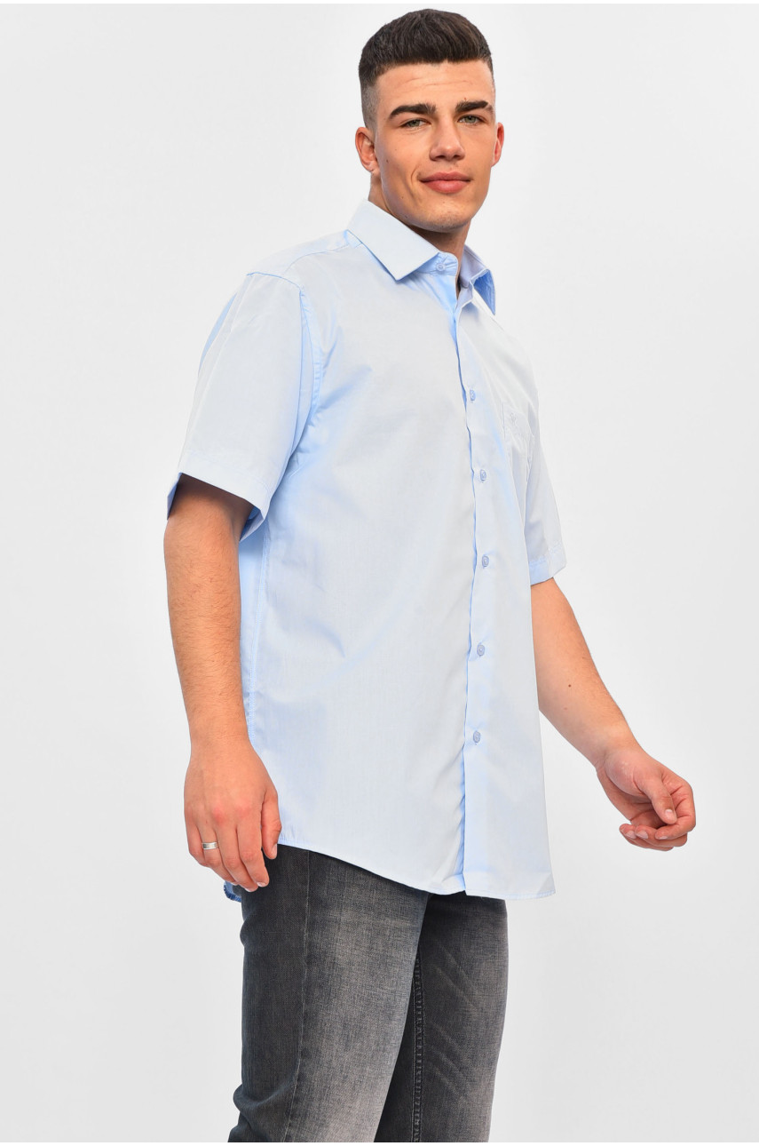 Рубашка мужская однотонная голубого цвета 7330 201474 Рубашка мужская однотонная голубого цвета 7330 201474