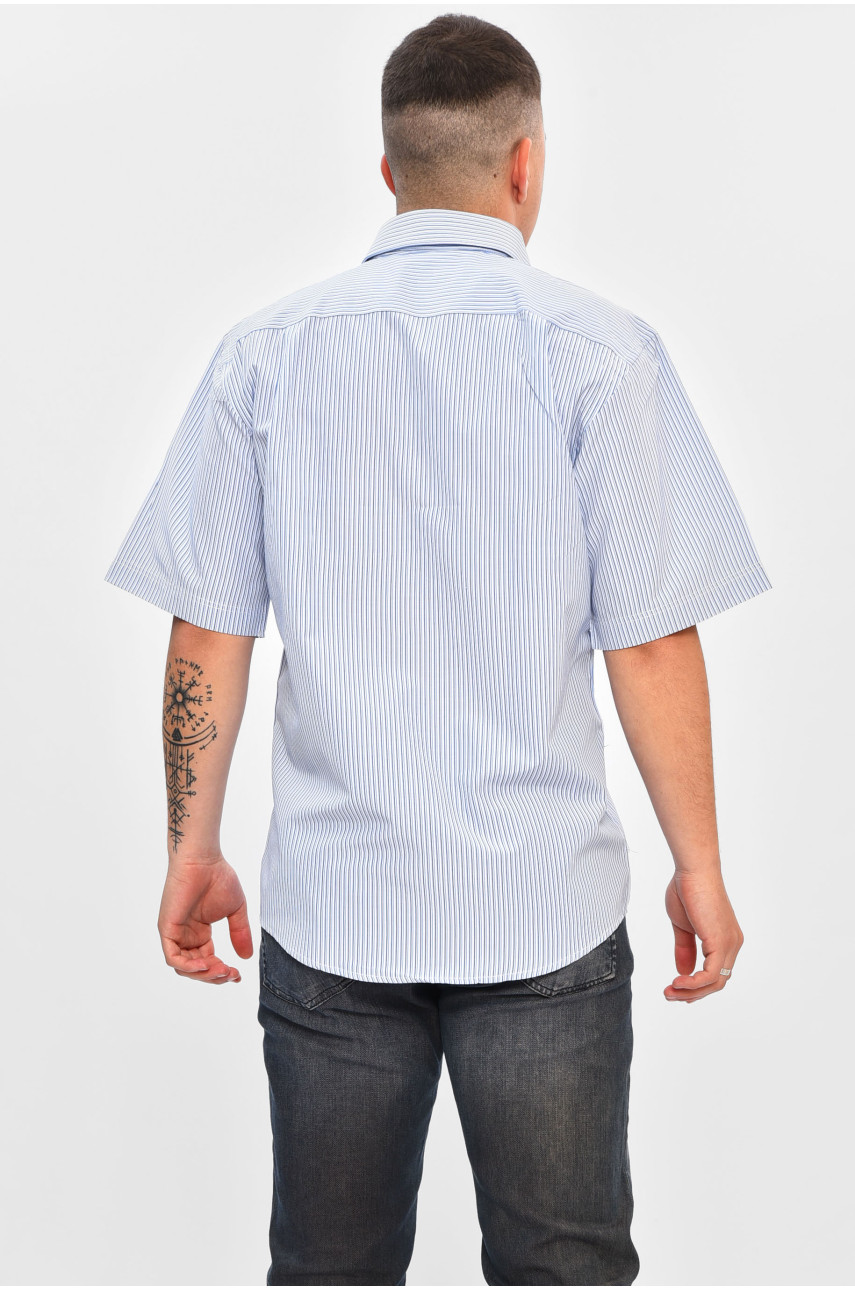 Сорочка чоловіча батальна блакитного кольору у смужку 5531 201485 Сорочка чоловіча батальна блакитного кольору у смужку 5531 201485