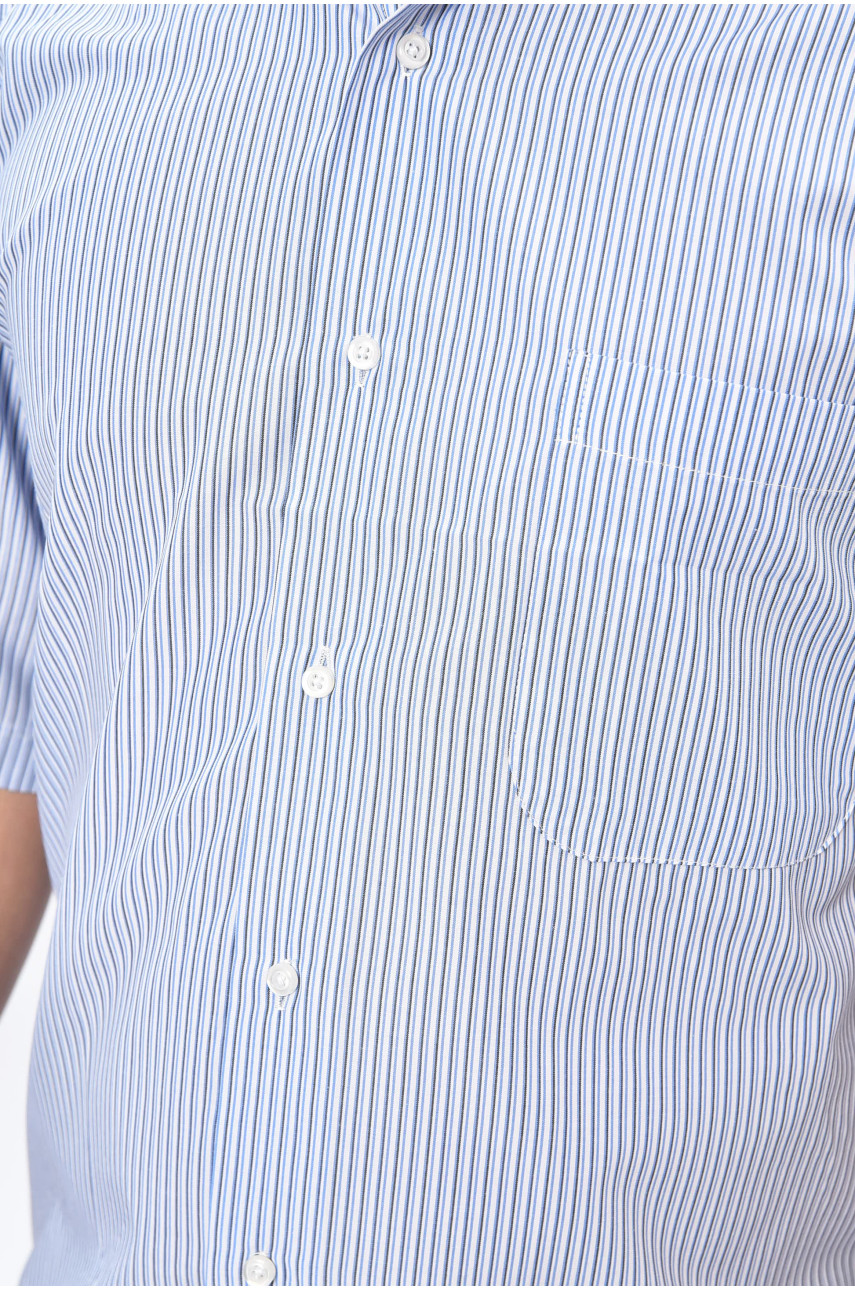 Сорочка чоловіча батальна блакитного кольору у смужку 5531 201485 Сорочка чоловіча батальна блакитного кольору у смужку 5531 201485