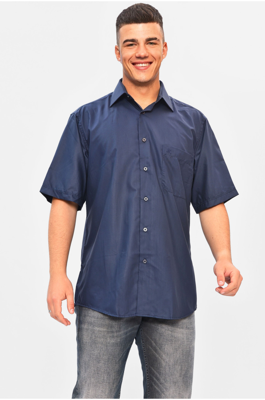 Сорочка чоловіча батальна темно-синього кольору 5948 201487 Сорочка чоловіча батальна темно-синього кольору 5948 201487
