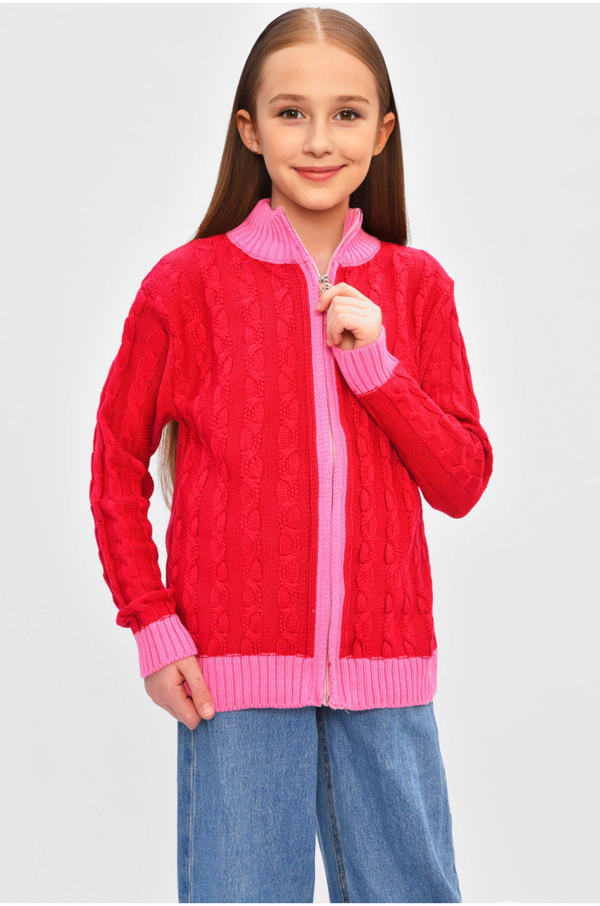 Кофта десткая для девочки красного цвета 735 201492 Кофта десткая для девочки красного цвета 735 201492