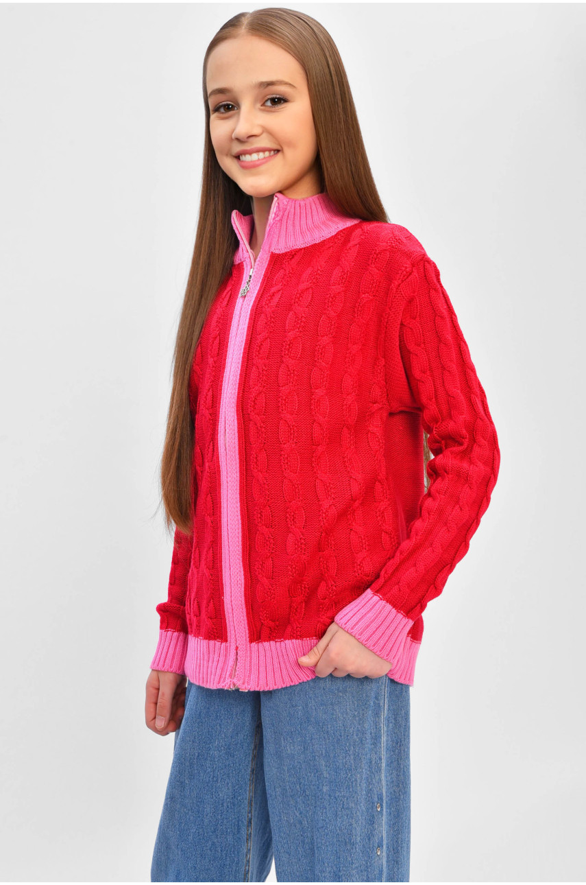 Кофта десткая для девочки красного цвета 735 201492 Кофта десткая для девочки красного цвета 735 201492