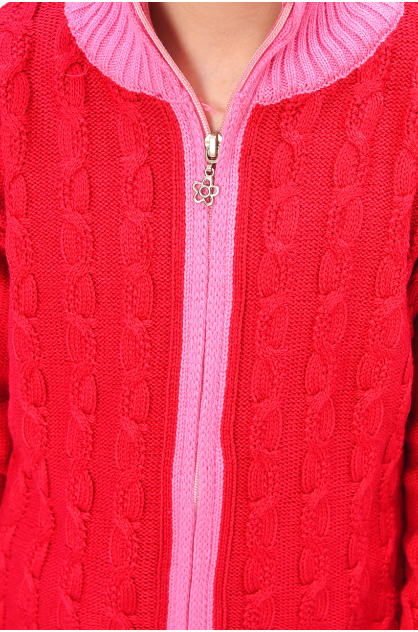 Кофта десткая для девочки красного цвета 735 201492 Кофта десткая для девочки красного цвета 735 201492