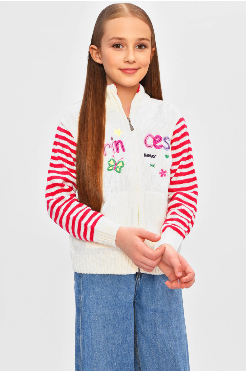 Кофта дитяча для дівчинки молочного кольору 703 201500 Кофта дитяча для дівчинки молочного кольору 703 201500