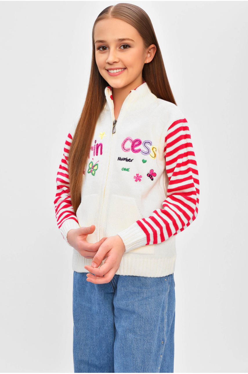 Кофта дитяча для дівчинки молочного кольору 703 201500 Кофта дитяча для дівчинки молочного кольору 703 201500