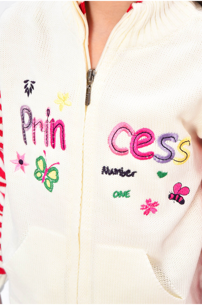 Кофта дитяча для дівчинки молочного кольору 703 201500 Кофта дитяча для дівчинки молочного кольору 703 201500