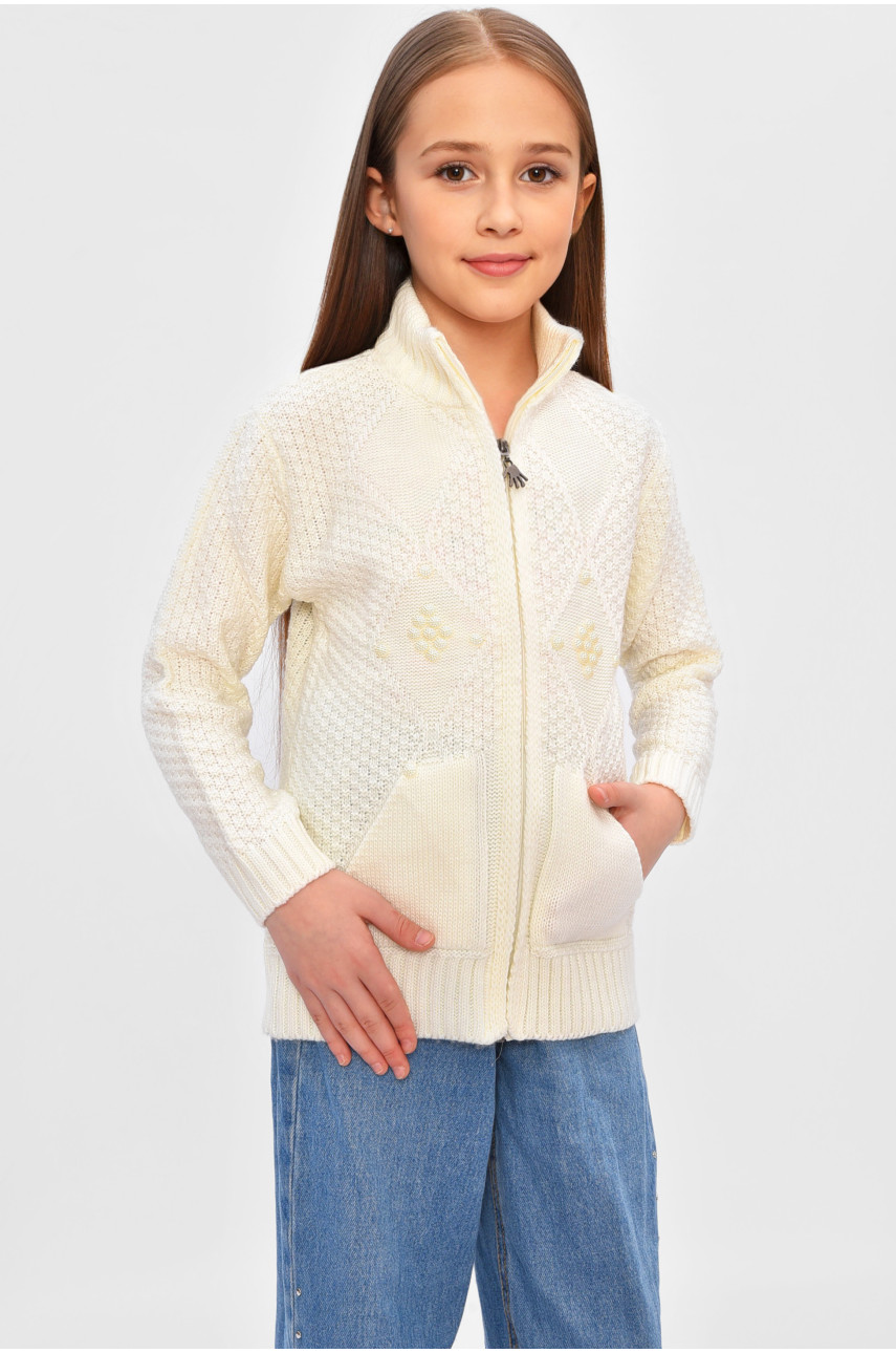 Кофта дитяча для дівчинки молочного кольору асорти 201504 Кофта дитяча для дівчинки молочного кольору асорти 201504