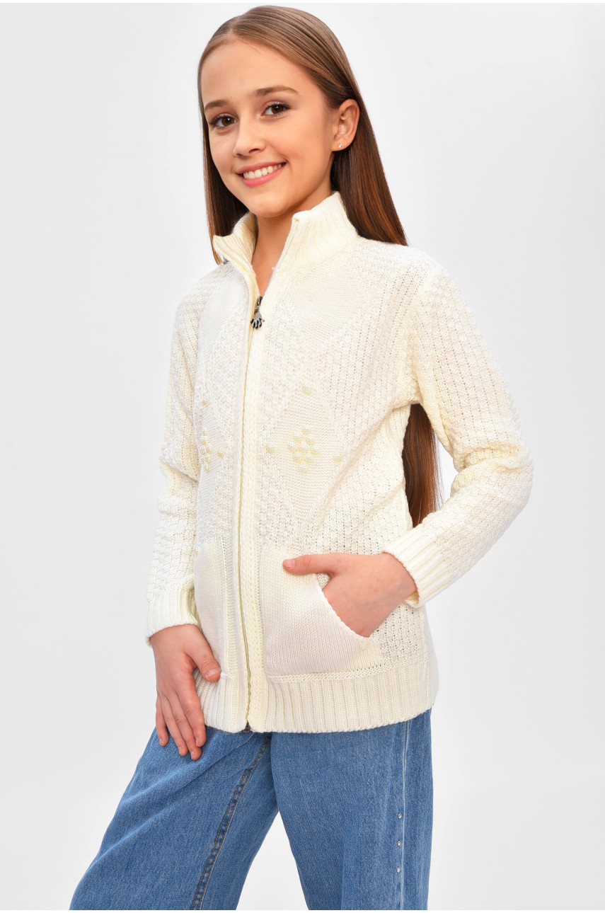 Кофта дитяча для дівчинки молочного кольору асорти 201504 Кофта дитяча для дівчинки молочного кольору асорти 201504