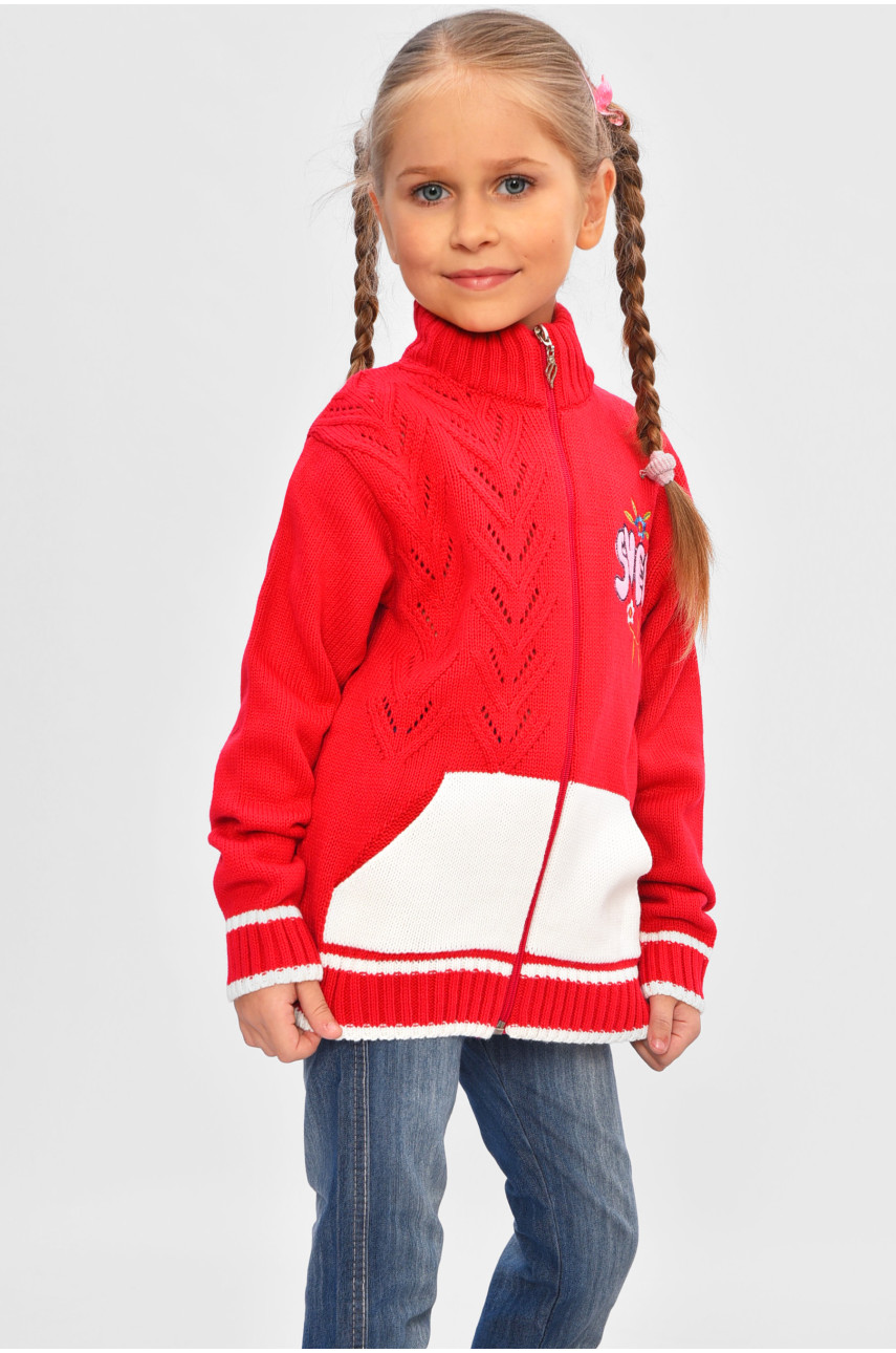 Кофта десткая для девочки красного цвета асорти 201513 Кофта десткая для девочки красного цвета асорти 201513