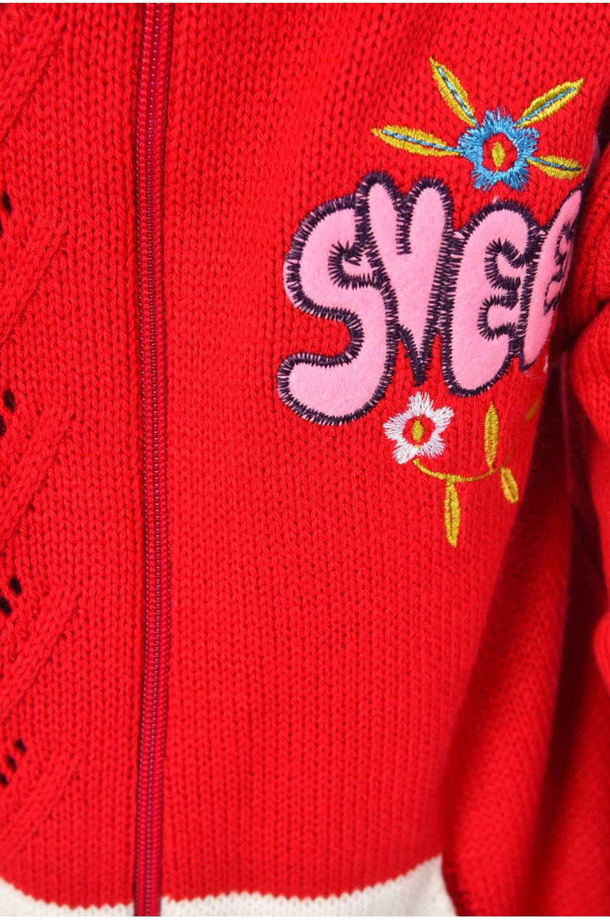 Кофта десткая для девочки красного цвета асорти 201513 Кофта десткая для девочки красного цвета асорти 201513