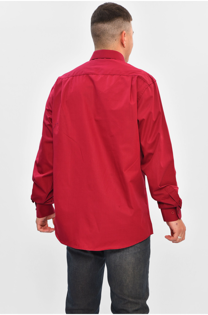 Сорочка чоловіча однотонна бордового кольору 7332 201531 Сорочка чоловіча однотонна бордового кольору 7332 201531