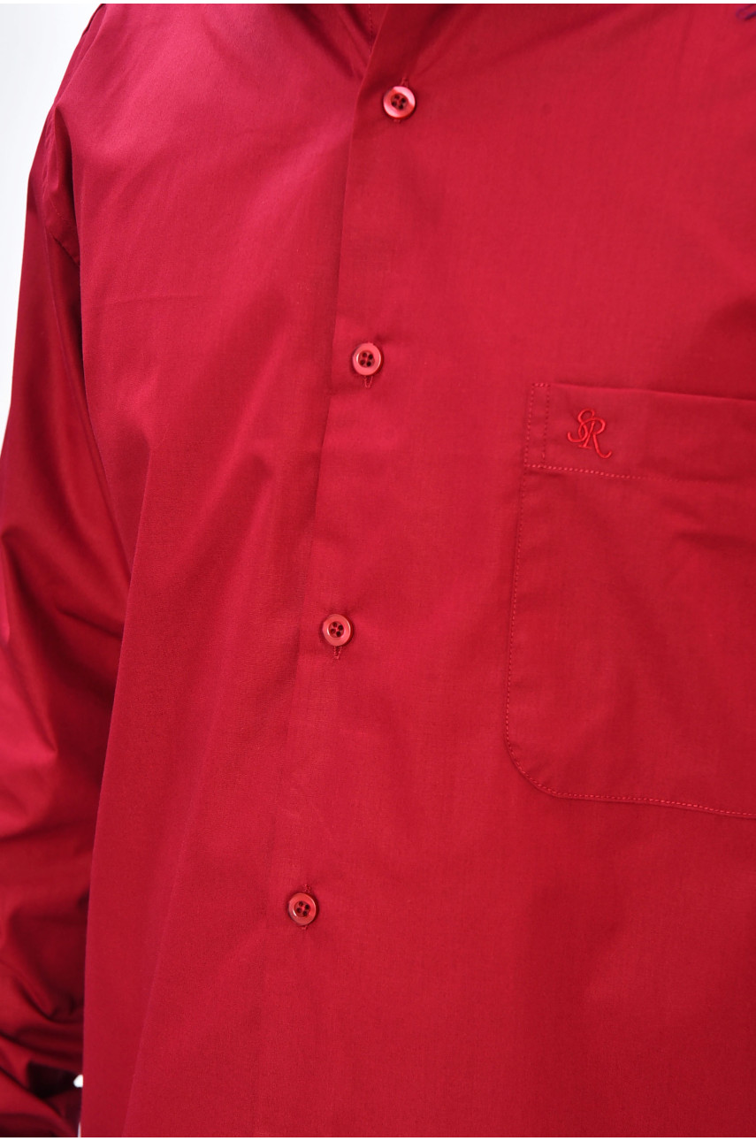 Сорочка чоловіча однотонна бордового кольору 7332 201531 Сорочка чоловіча однотонна бордового кольору 7332 201531