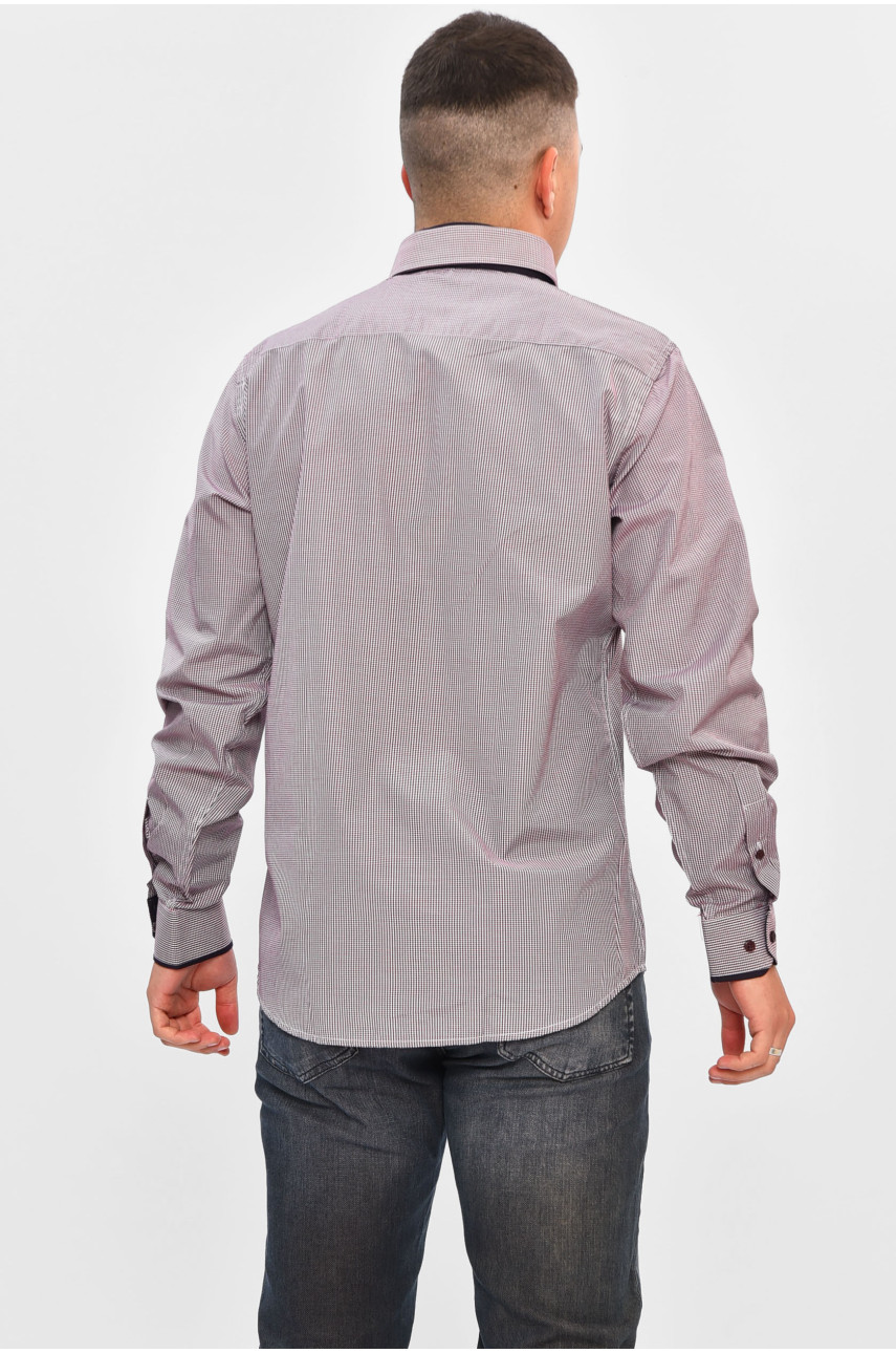 Сорочка чоловіча бордового кольору в клітинку 7002 201538 Сорочка чоловіча бордового кольору в клітинку 7002 201538