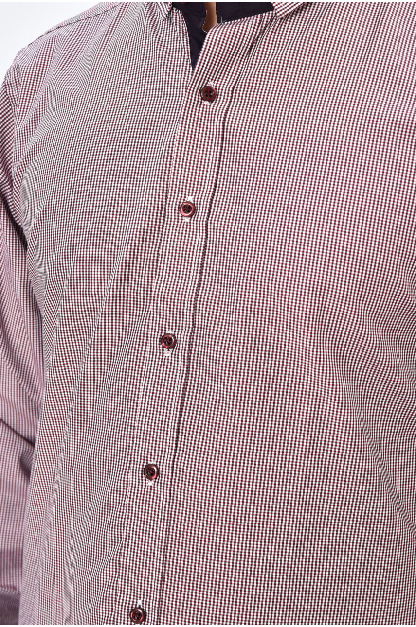 Сорочка чоловіча бордового кольору в клітинку 7002 201538 Сорочка чоловіча бордового кольору в клітинку 7002 201538