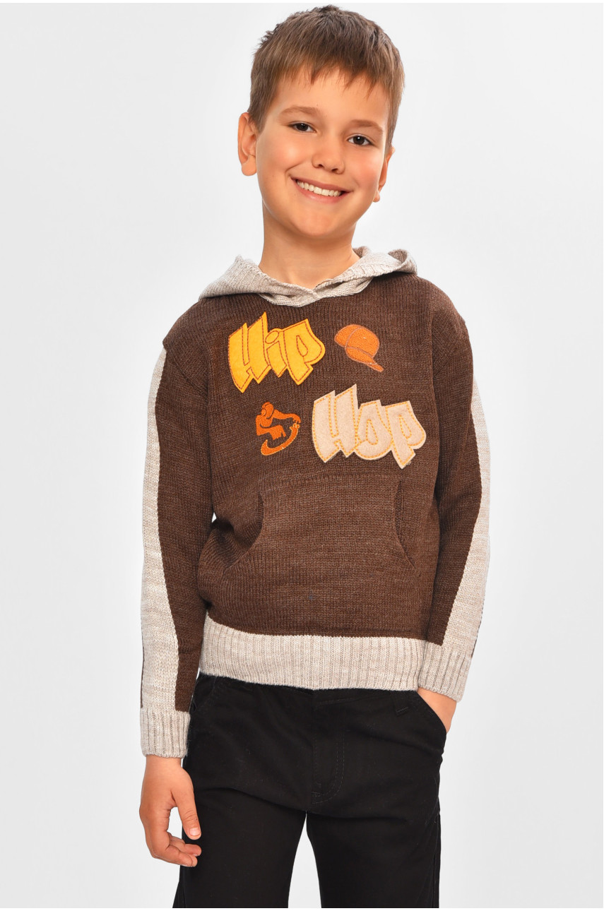 Светр дитячий для хлопчика коричневого кольору 111 201574