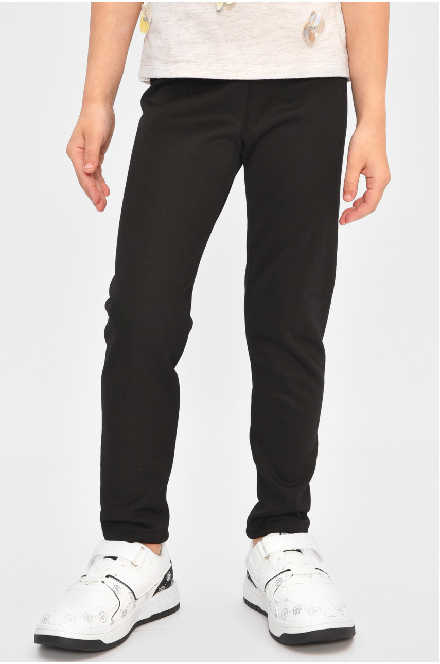 Лосины детские для девочки с начесом черного цвета асорті 201591