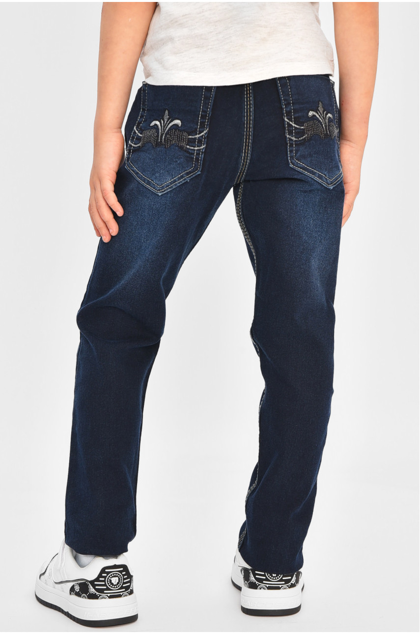 Джинсы детские для девочки тёмно-синего цвета асорті 201625