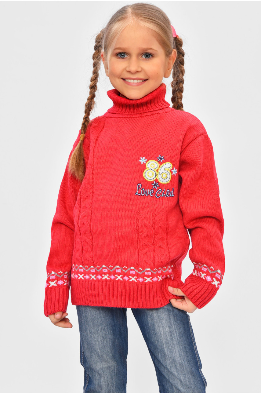 Светр дитячий для дівчинки червоного кольору 86 201645