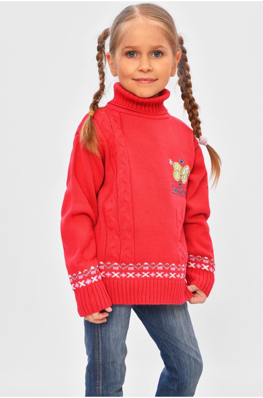 Светр дитячий для дівчинки червоного кольору 86 201645